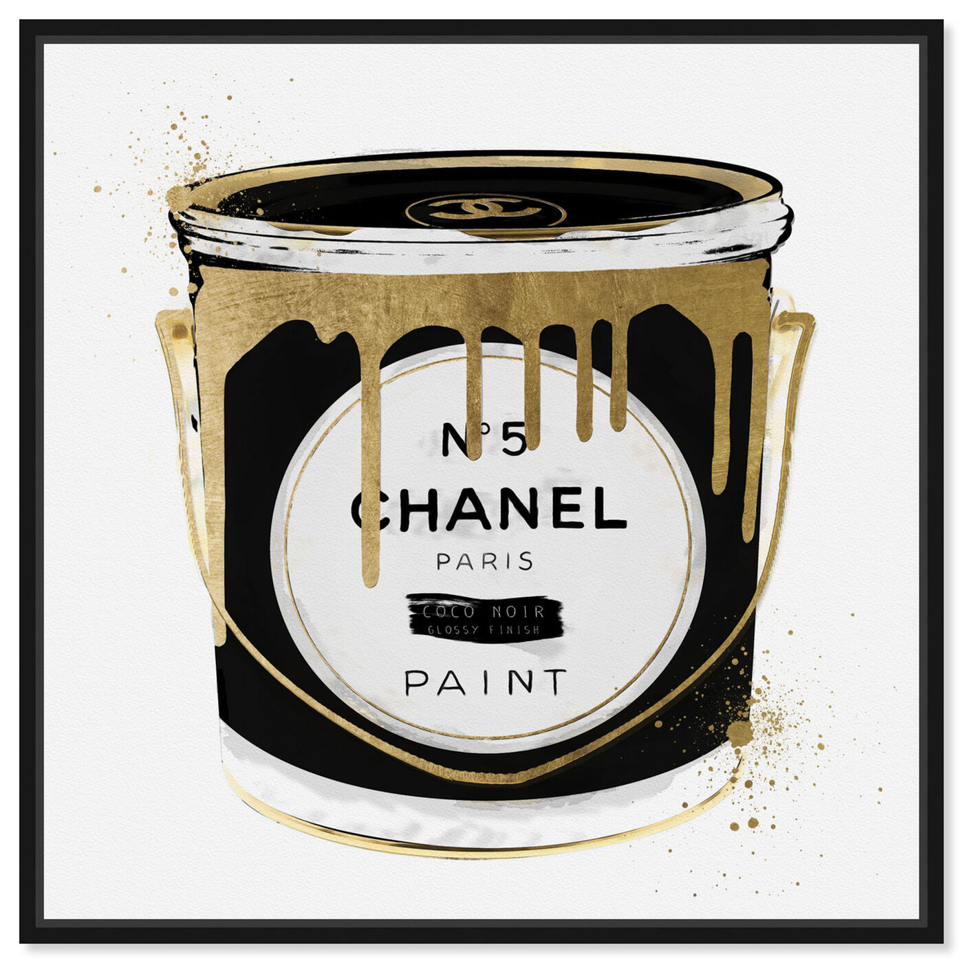 Front view of Gold Paint Can Noir featuring fashion and glam and cans art.