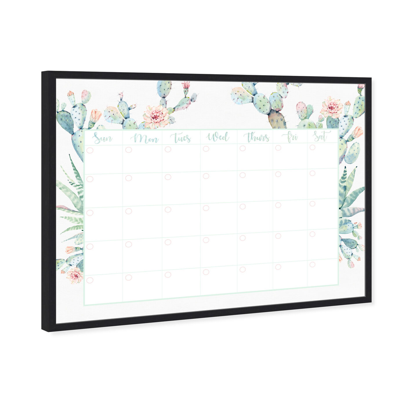 Angled view of Cactus Monthly Calendar featuring education and office and whiteboards art.