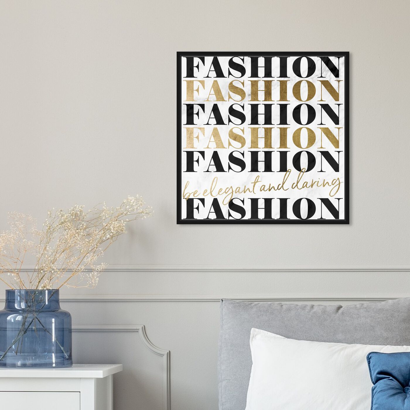 Hanging view of Be Elegant and Daring and Marble featuring typography and quotes and fashion quotes and sayings art.