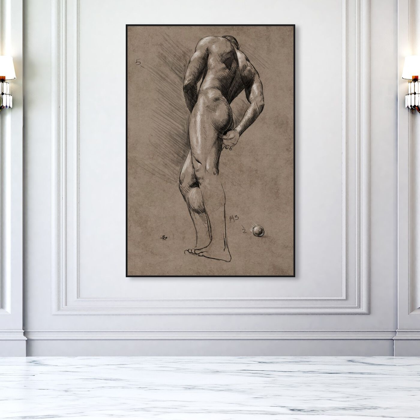 Hanging view of Male Figure Study featuring people and portraits and nudes art.