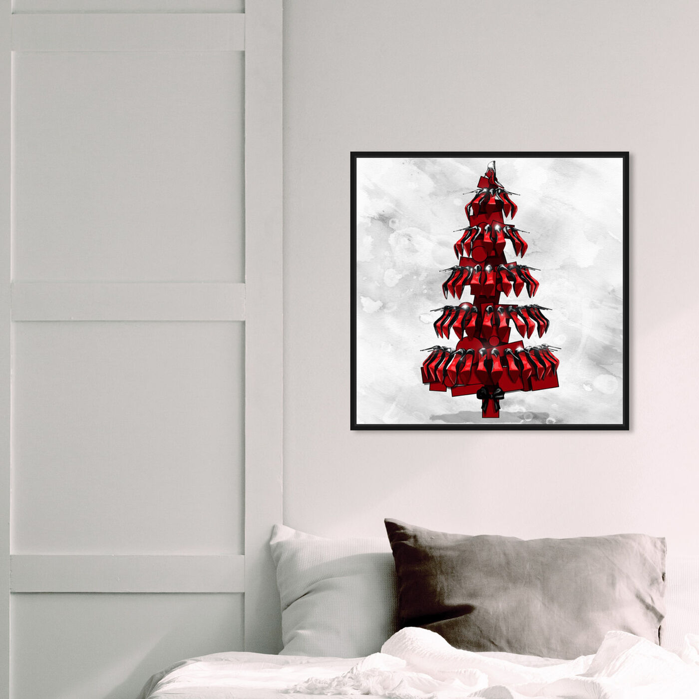 Hanging view of Shoe Tree Black featuring holiday and seasonal and holidays art.