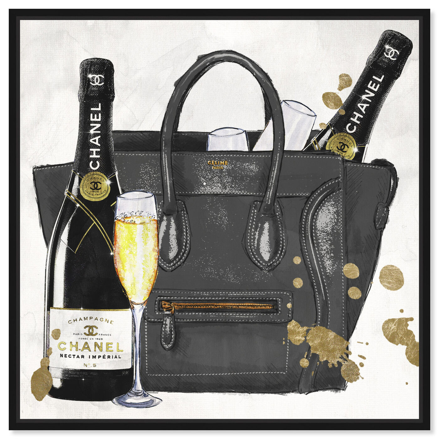 Front view of I Brought The Champagne featuring fashion and glam and handbags art.