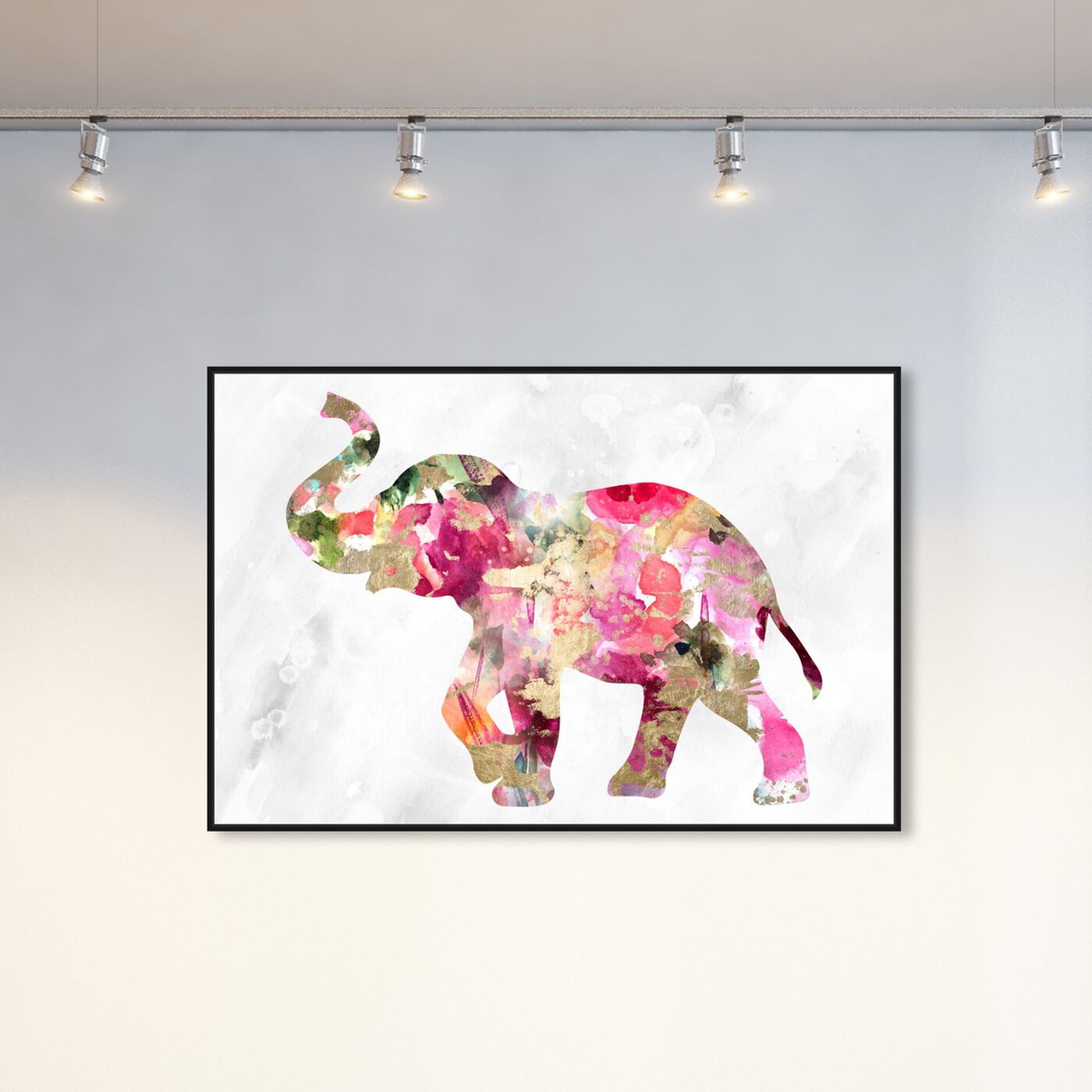 Hanging view of Elephant Floral featuring animals and zoo and wild animals art.