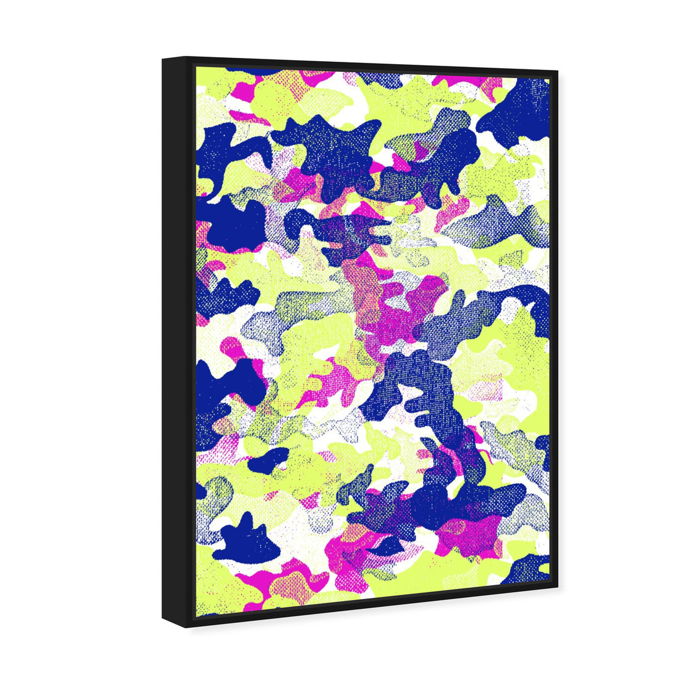 Angled view of Camo TWO featuring abstract and paint art.