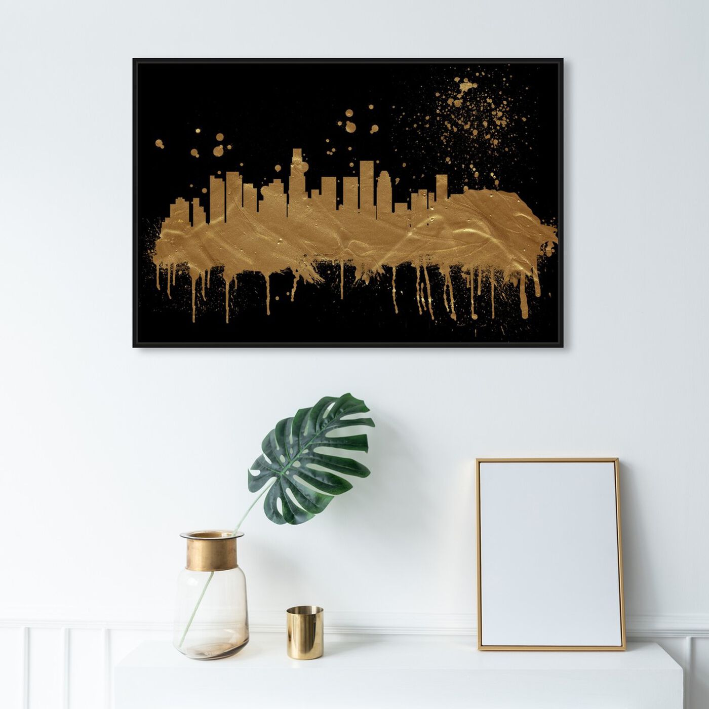 Hanging view of Los Angeles Skyline featuring cities and skylines and united states cities art.