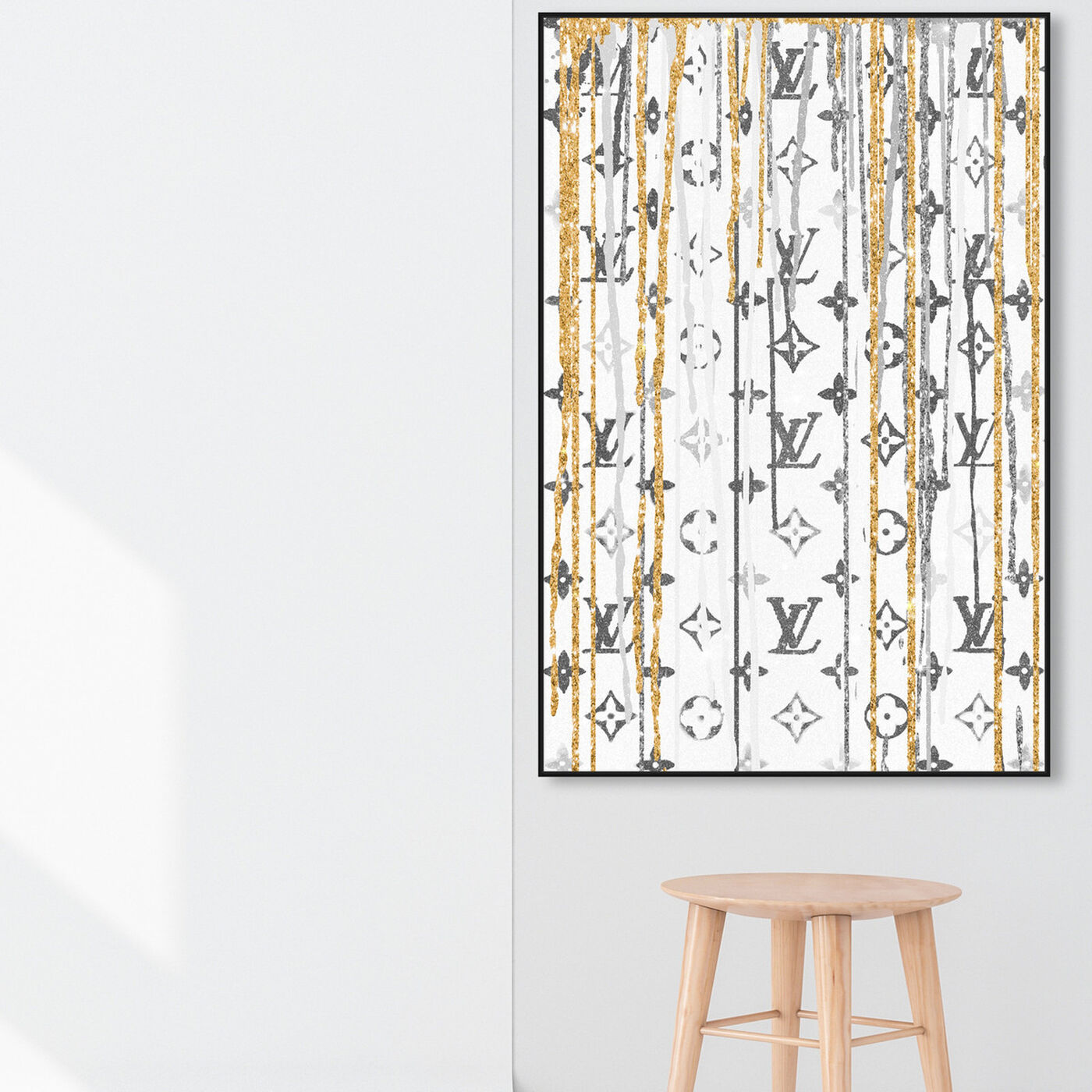 Hanging view of Luxury Drips Black and White featuring fashion and glam and lifestyle art.