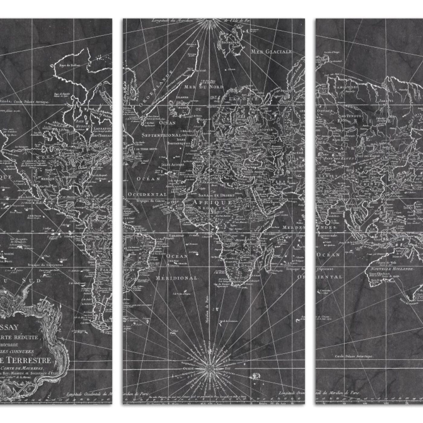 World Map 1778 Triptych