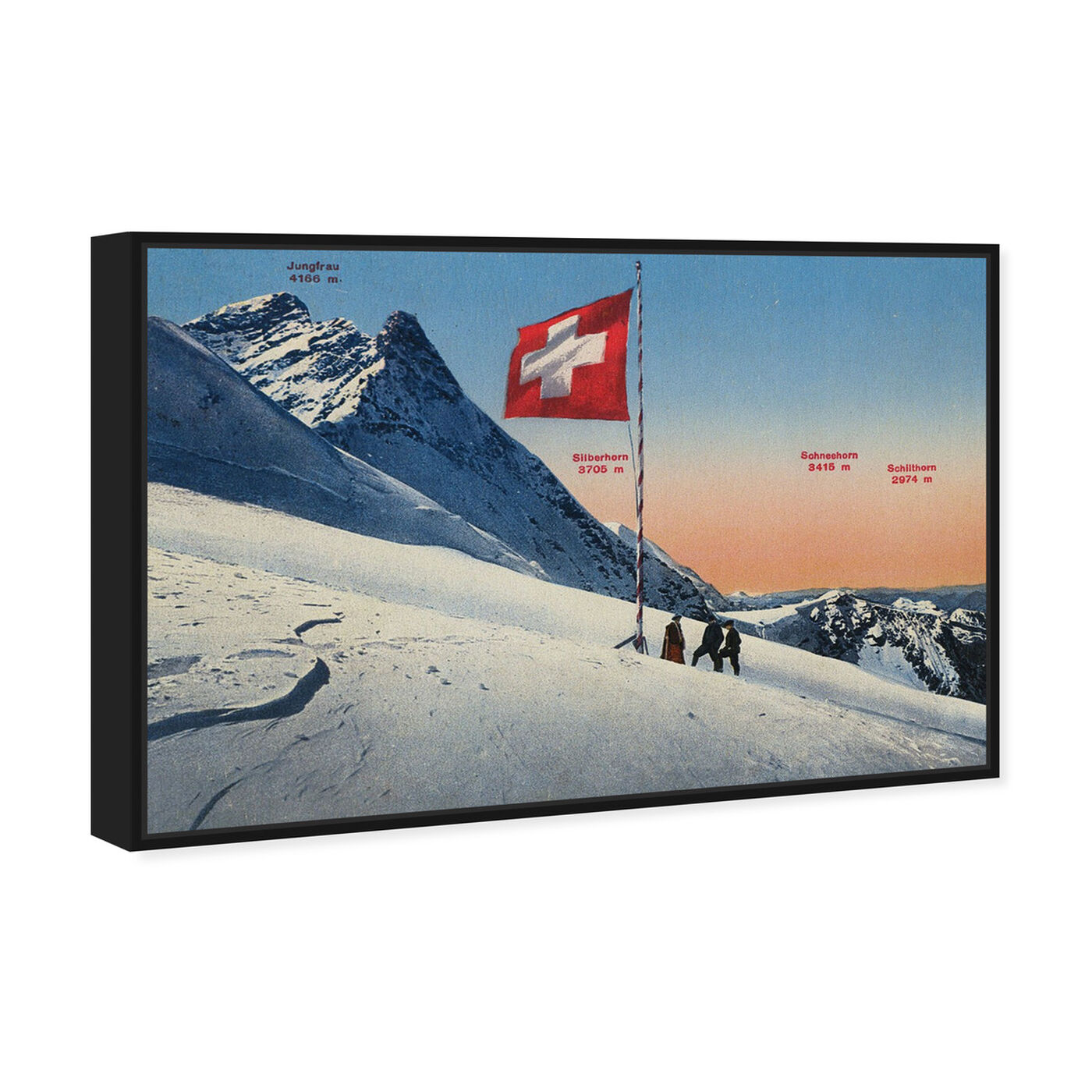 Angled view of Jungfrau featuring sports and teams and skiing art.