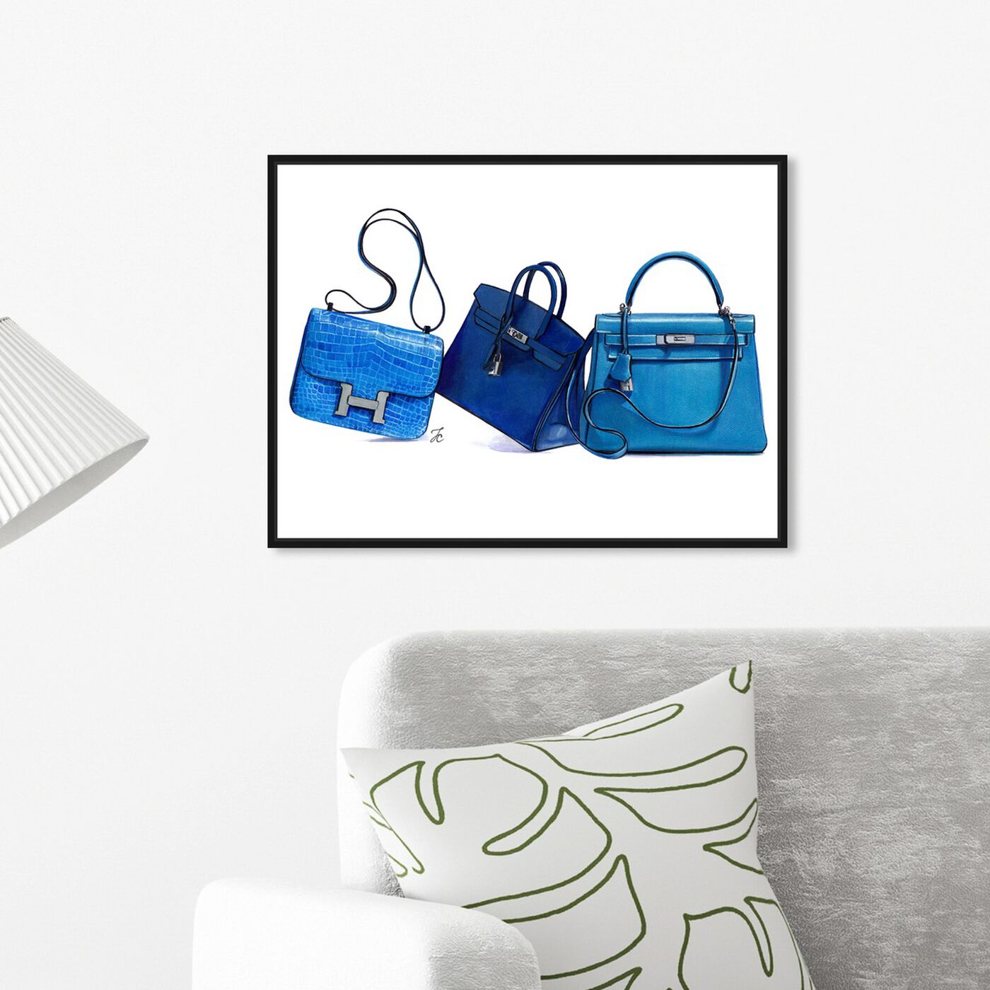 Hanging view of Doll Memories - Blue Shades  I featuring fashion and glam and handbags art.