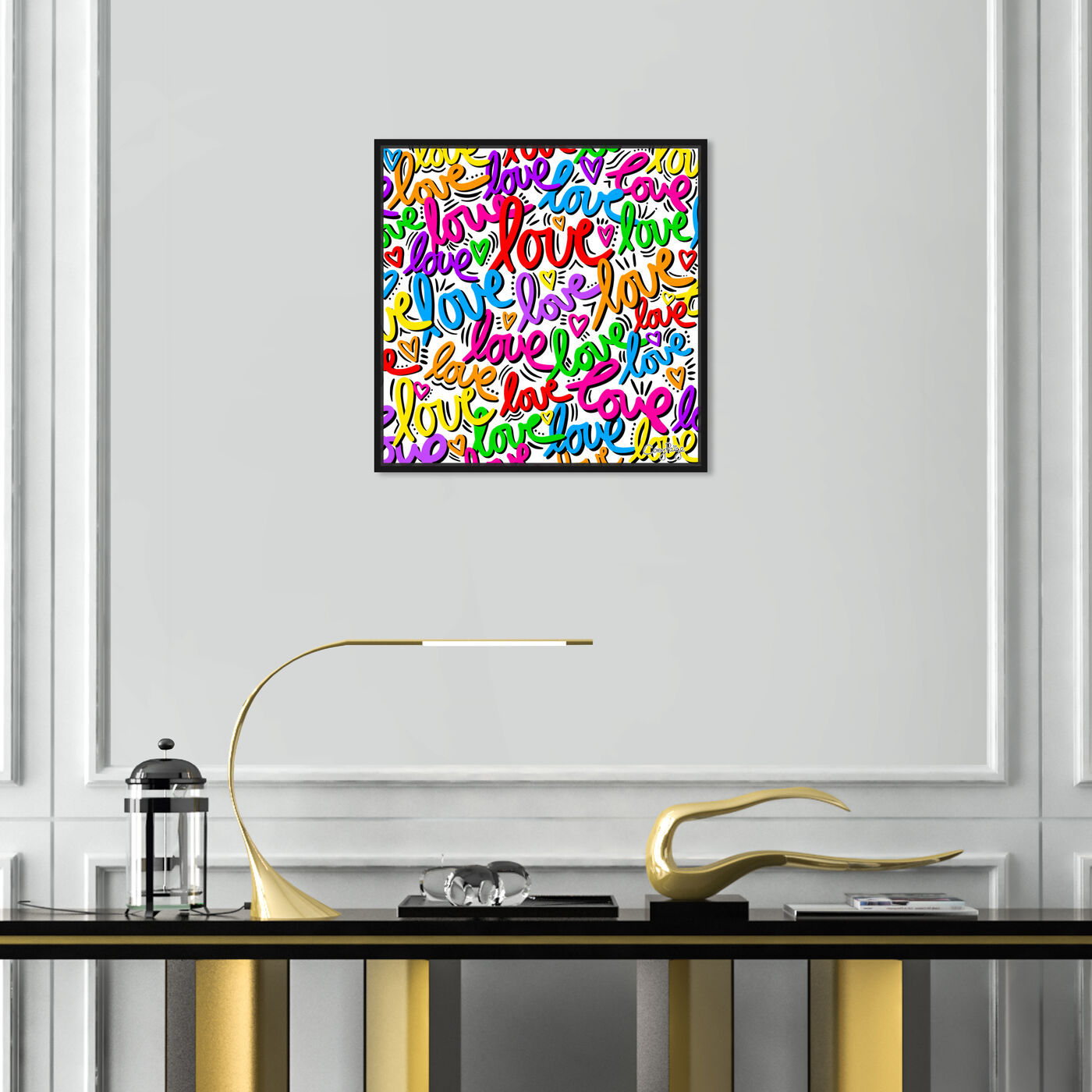 Hanging view of Corey Paige - Rainbow Script Love featuring typography and quotes and love quotes and sayings art.