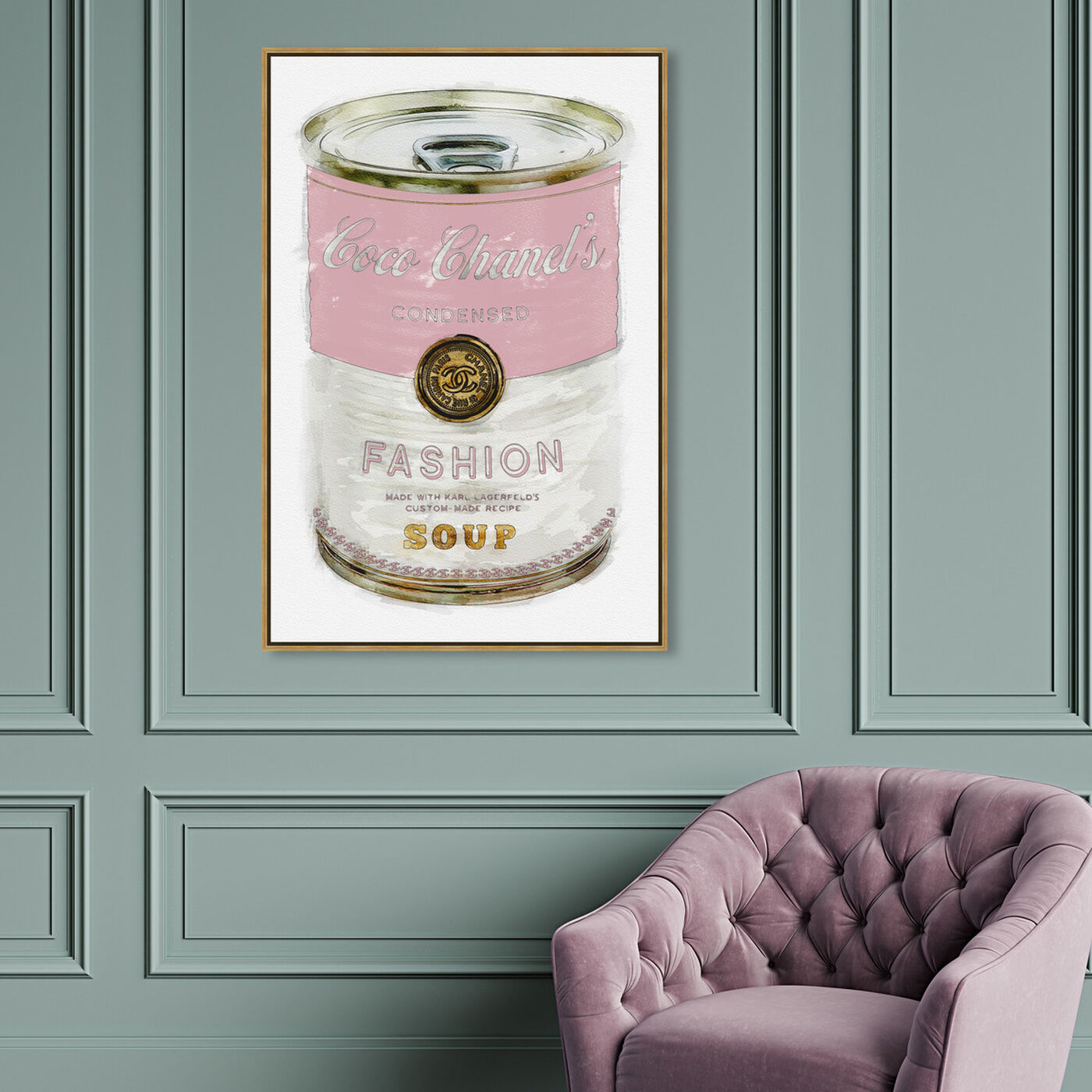 Hanging view of Fashion Soup Pink featuring fashion and glam and soup can art.