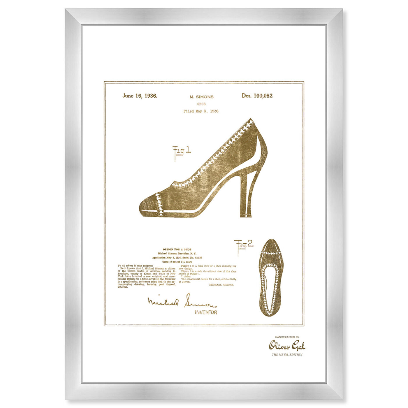 Front view of Malletier DESIGN FOR A SHOE 1936 Gold featuring fashion and glam and shoes art.
