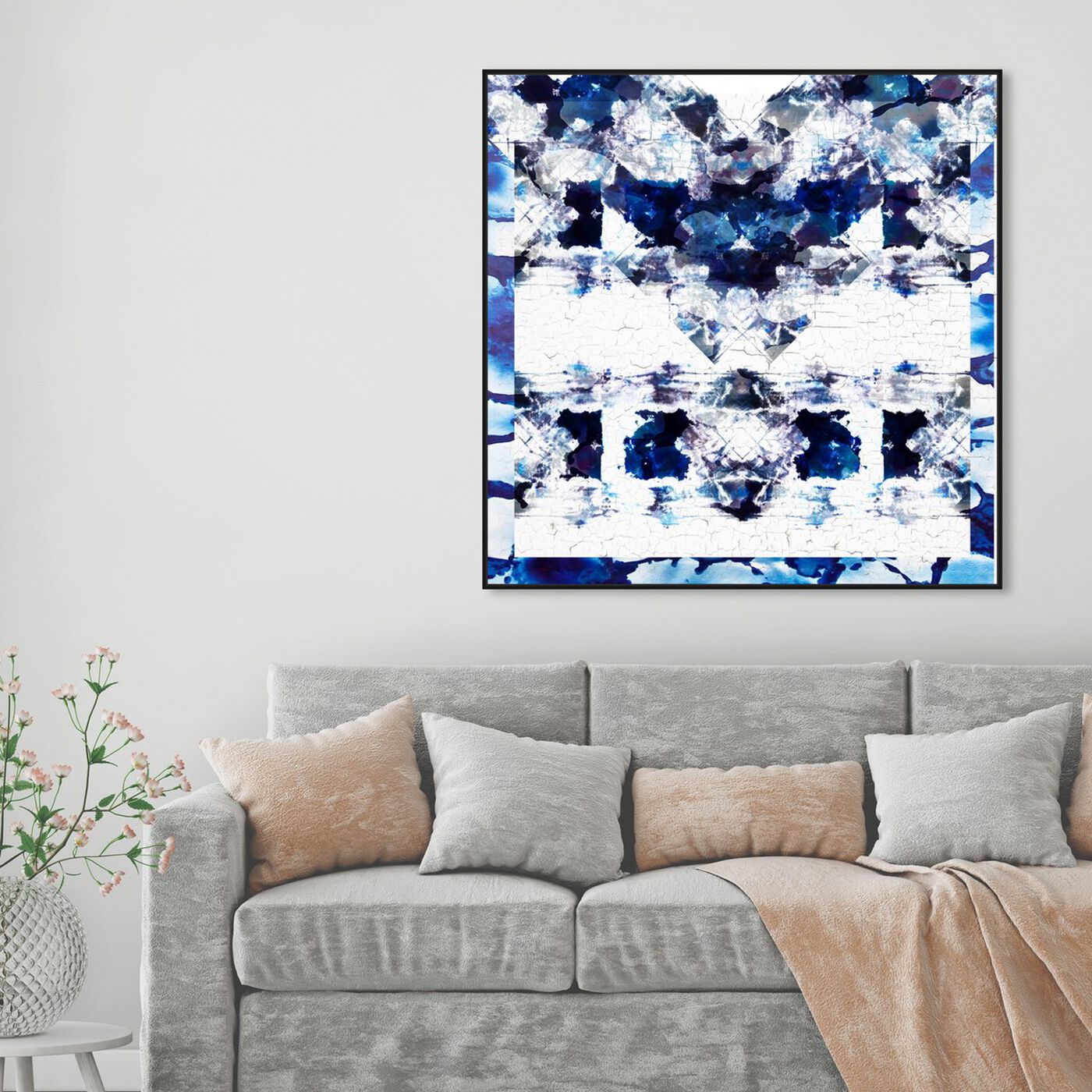 Hanging view of Oeuvre in Blue featuring abstract and patterns art.