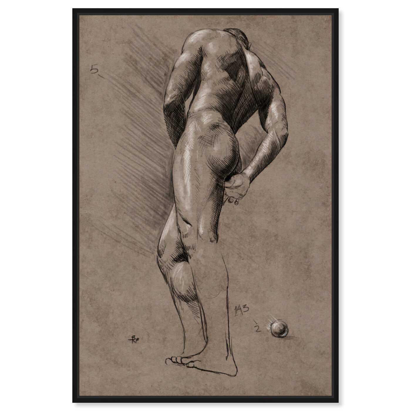 Front view of Male Figure Study featuring people and portraits and nudes art.