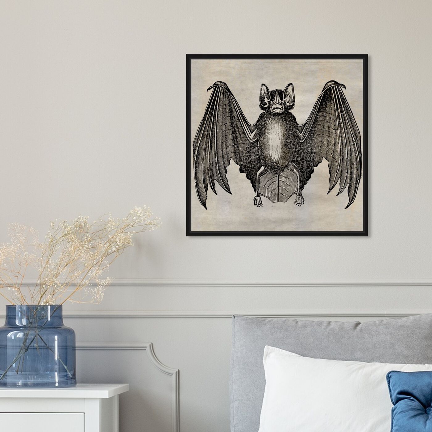 Hanging view of Bat featuring animals and zoo and wild animals art.
