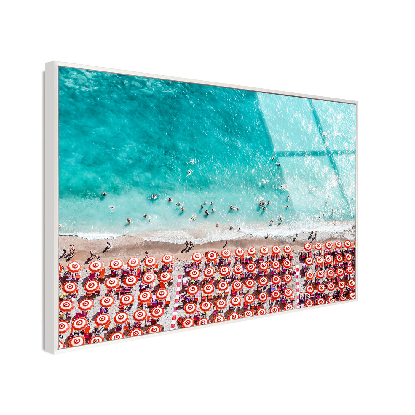 Paradise Beach Umbrellas - Framed Acrylic Art