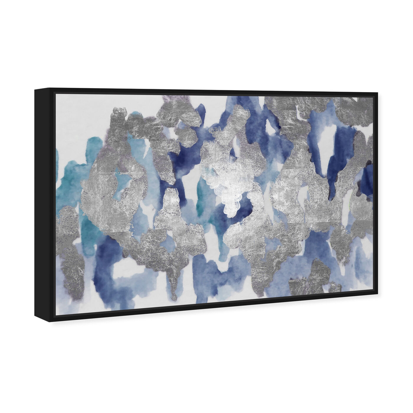 Angled view of Blue Palais featuring abstract and watercolor art.