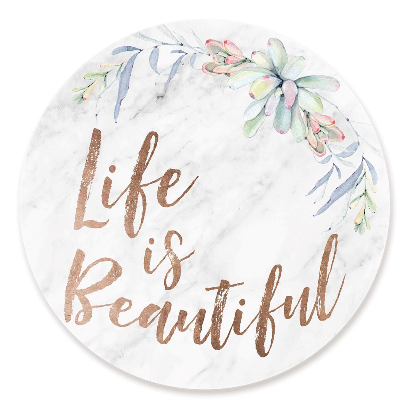 Front view of Life Is Beautiful Floral featuring typography and quotes and inspirational quotes and sayings art.
