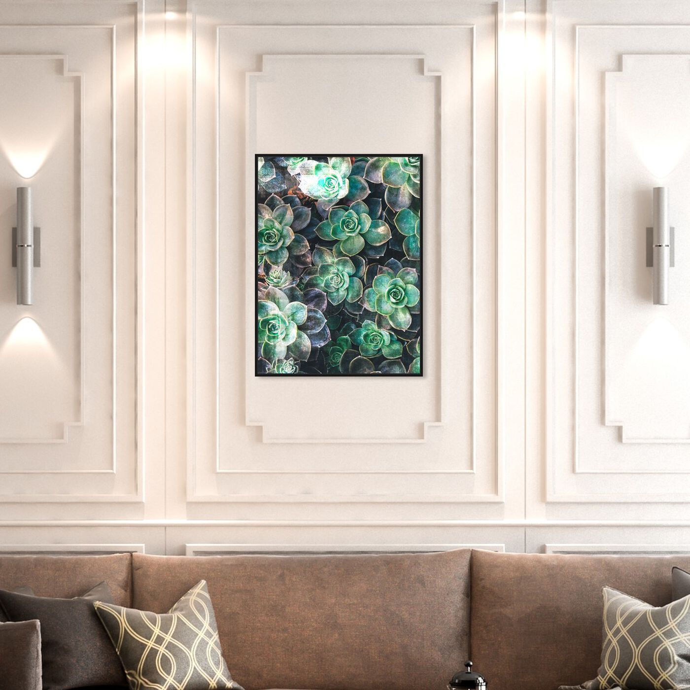 Hanging view of Suculents featuring floral and botanical and botanicals art.