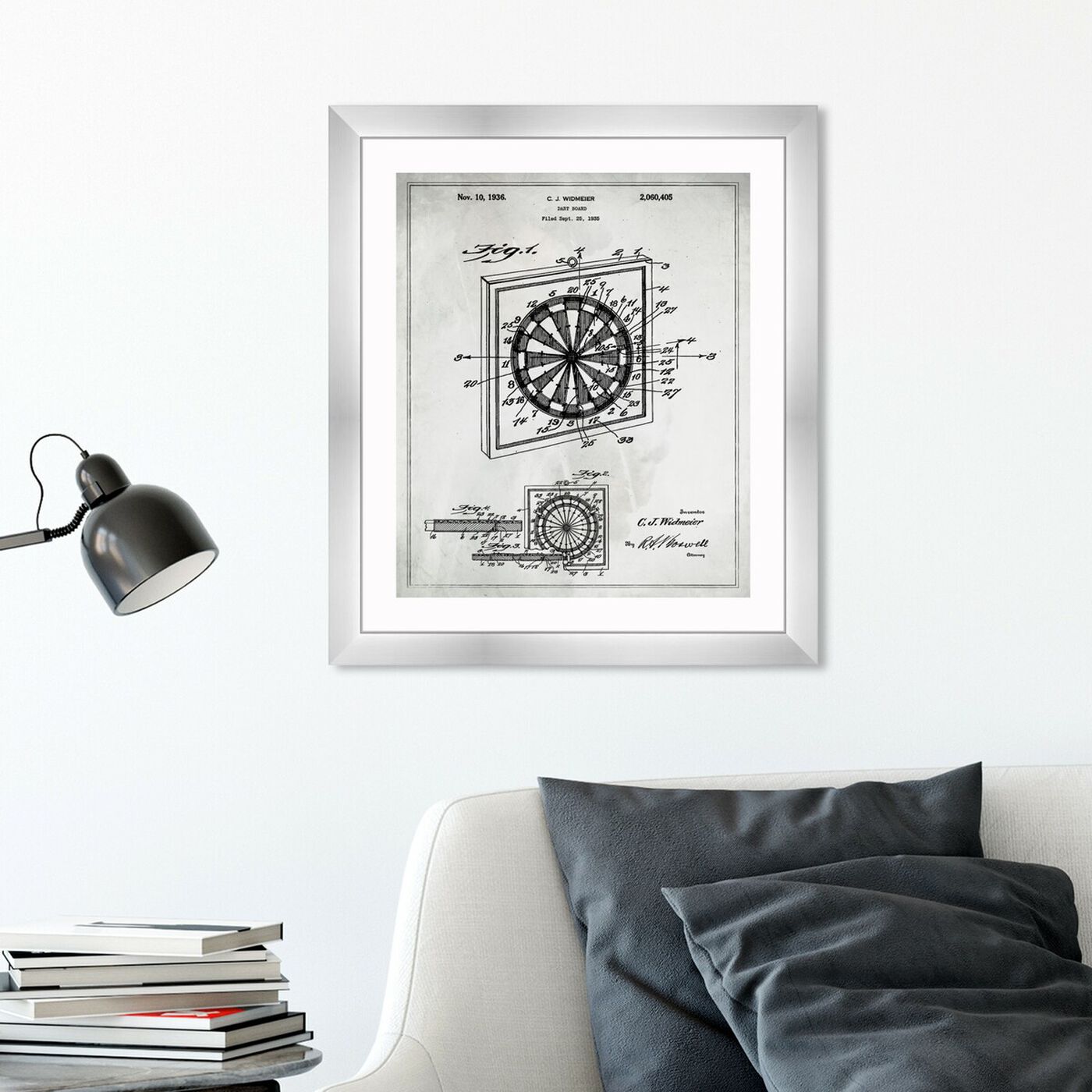 Hanging view of Dart Board 1936 featuring entertainment and hobbies and darts art.