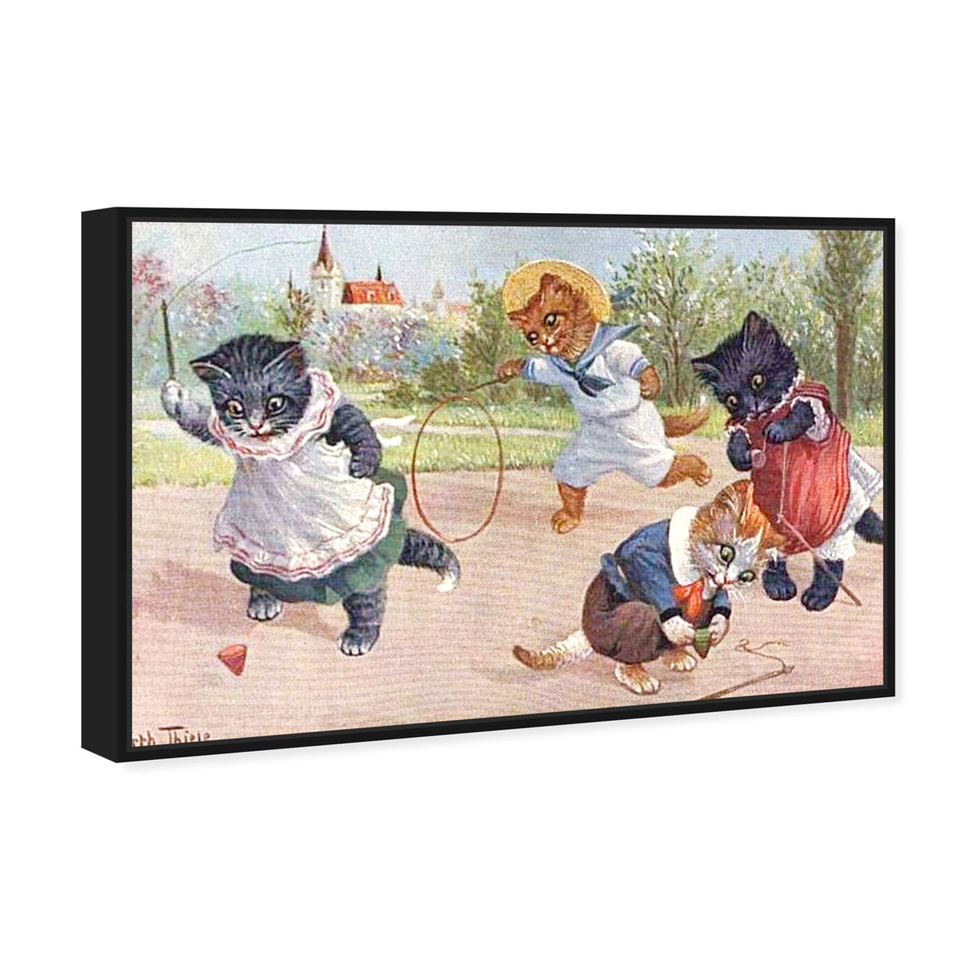 Angled view of Kittens Playing in the Park featuring animals and cats and kitties art.