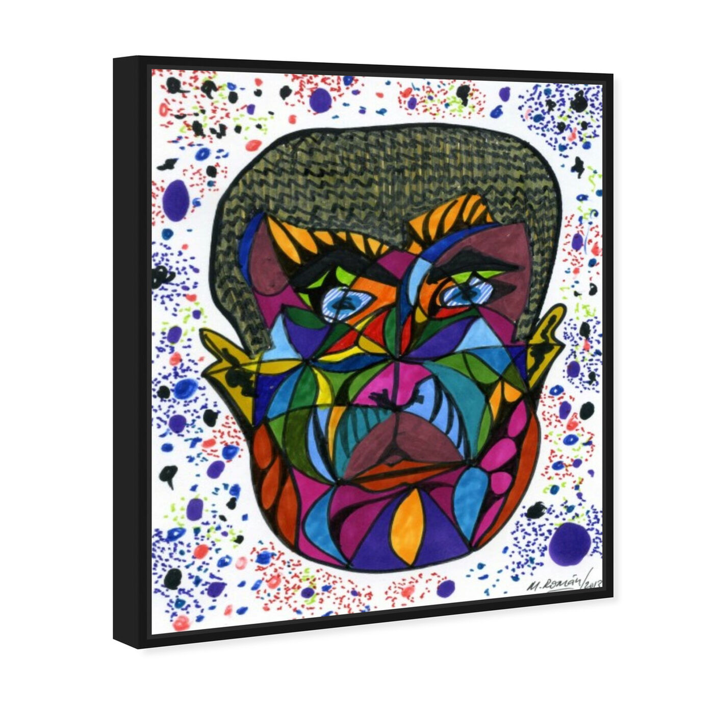 Angled view of His Face featuring abstract and shapes art.