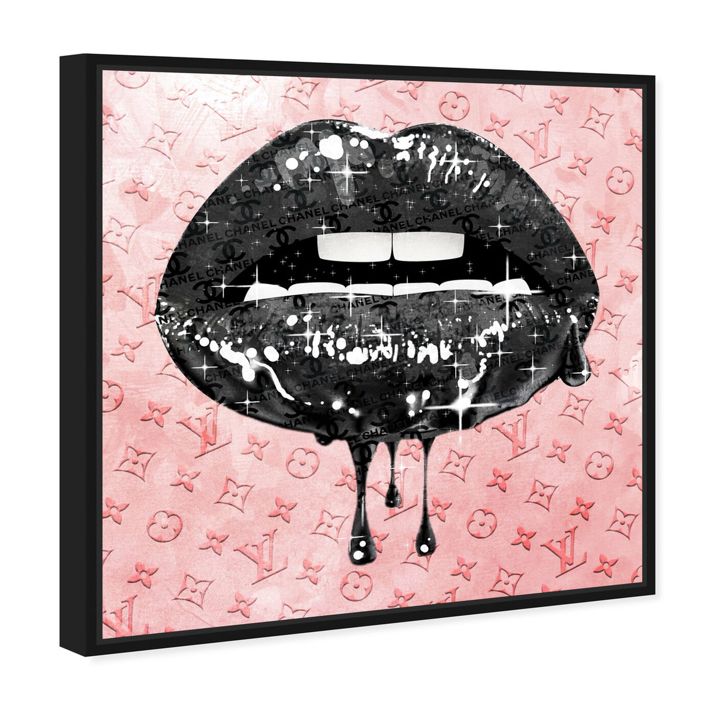 Fashion and Glam Noir and Blush Lips - Graphic Art Print Willa Arlo Interiors Format: Black Framed Canvas, Size: 40 H x 40 W x 2 D