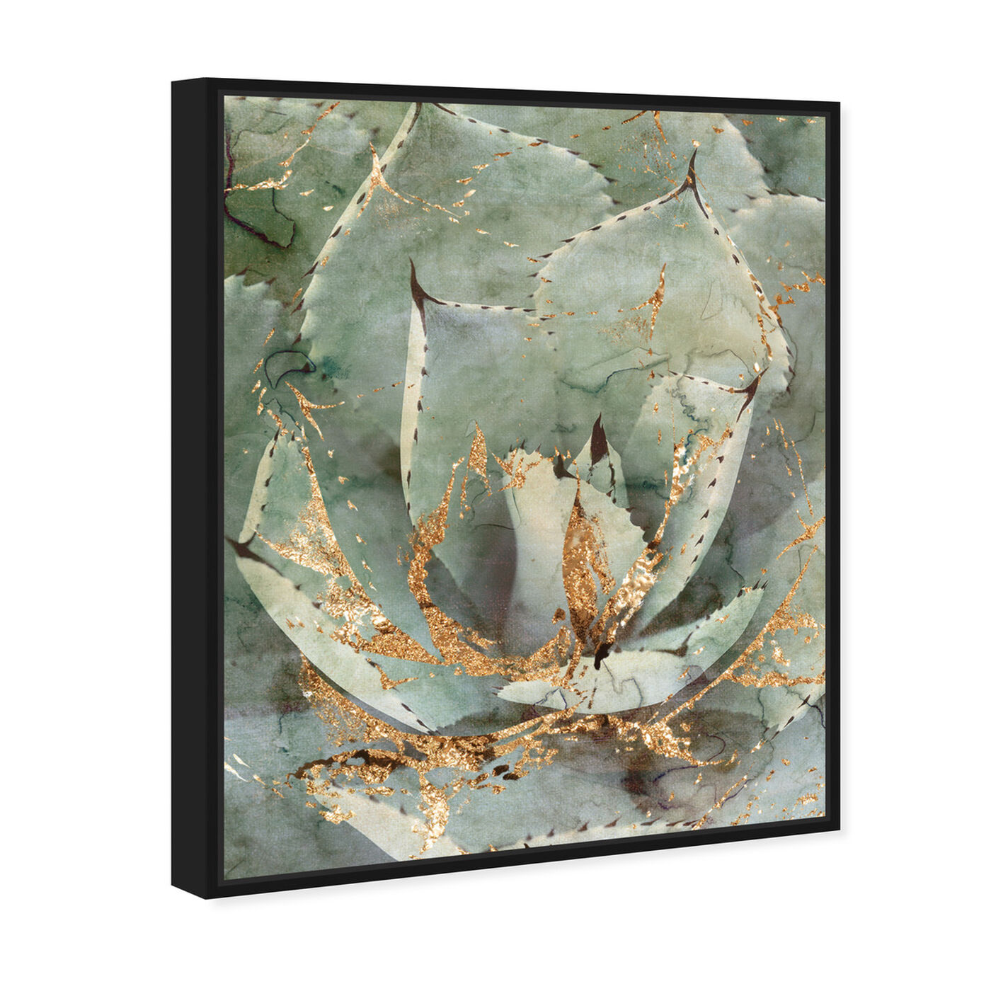 Angled view of Golden Succulent featuring floral and botanical and botanicals art.