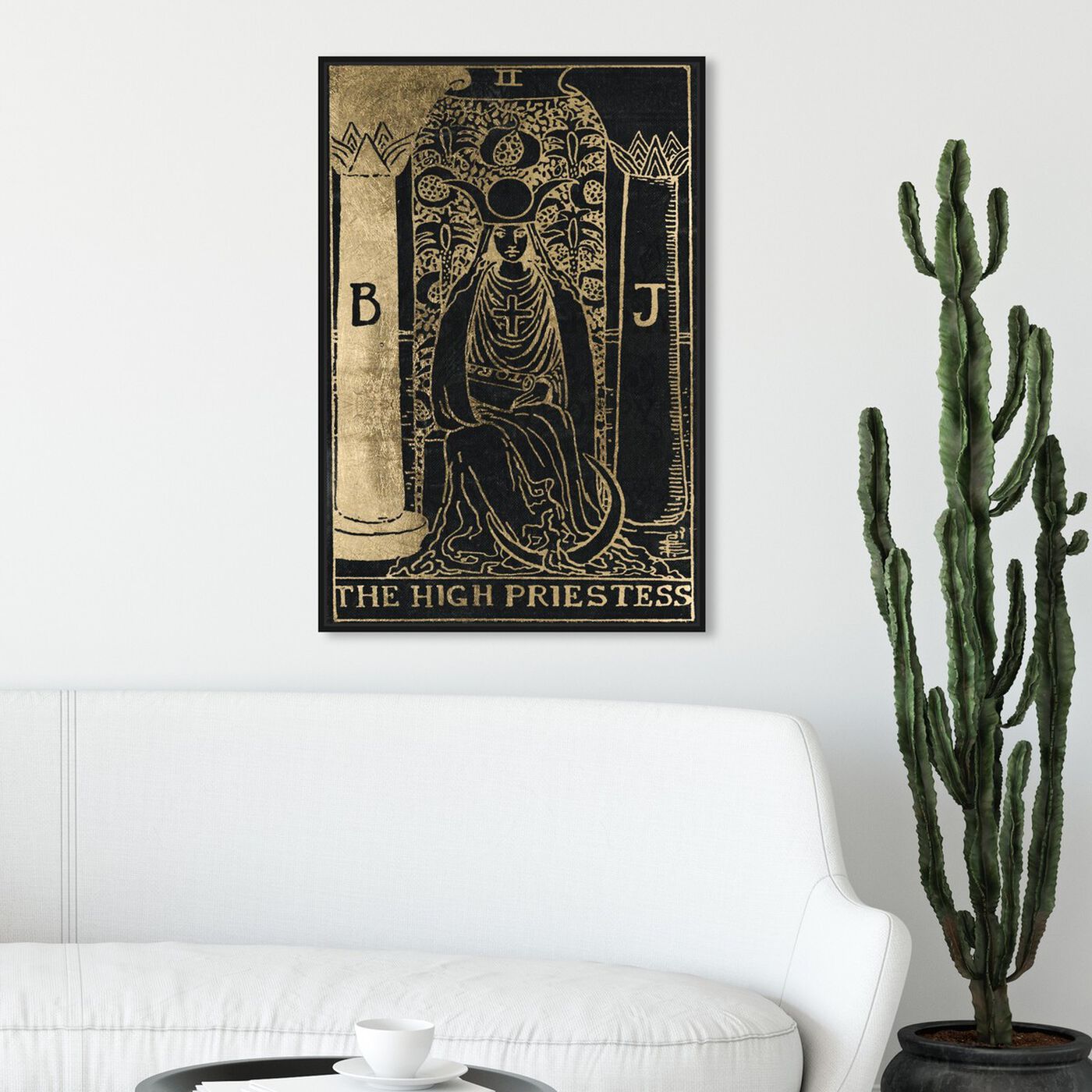 Hanging view of The High Priestess Tarot featuring spiritual and religious and zodiac art.