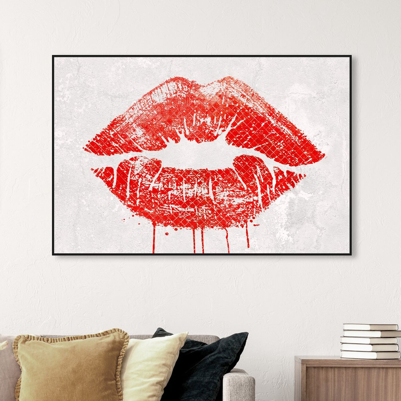 Hanging view of Solid Kiss RED I featuring fashion and glam and lips art.
