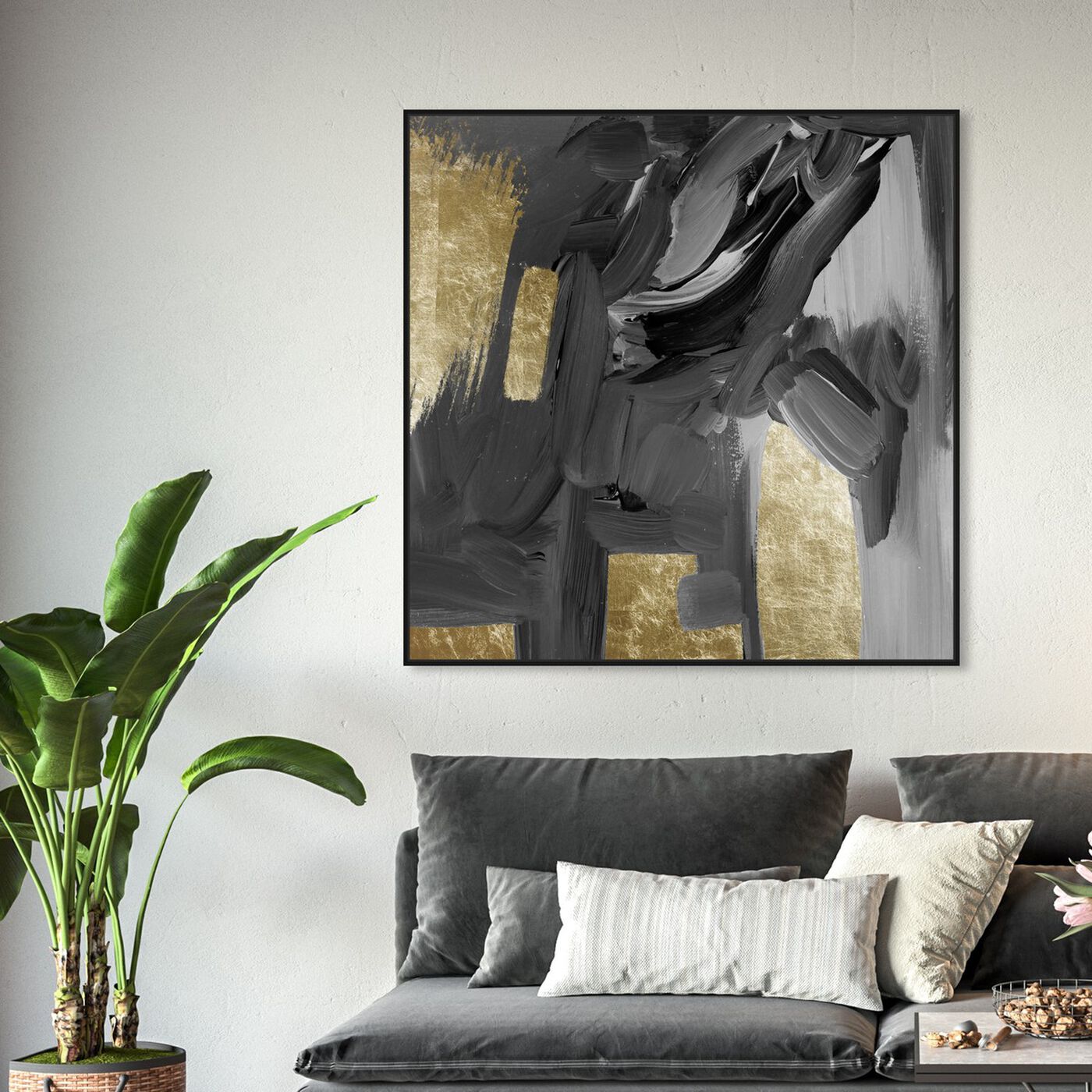 Hanging view of Mighty Gold featuring abstract and paint art.