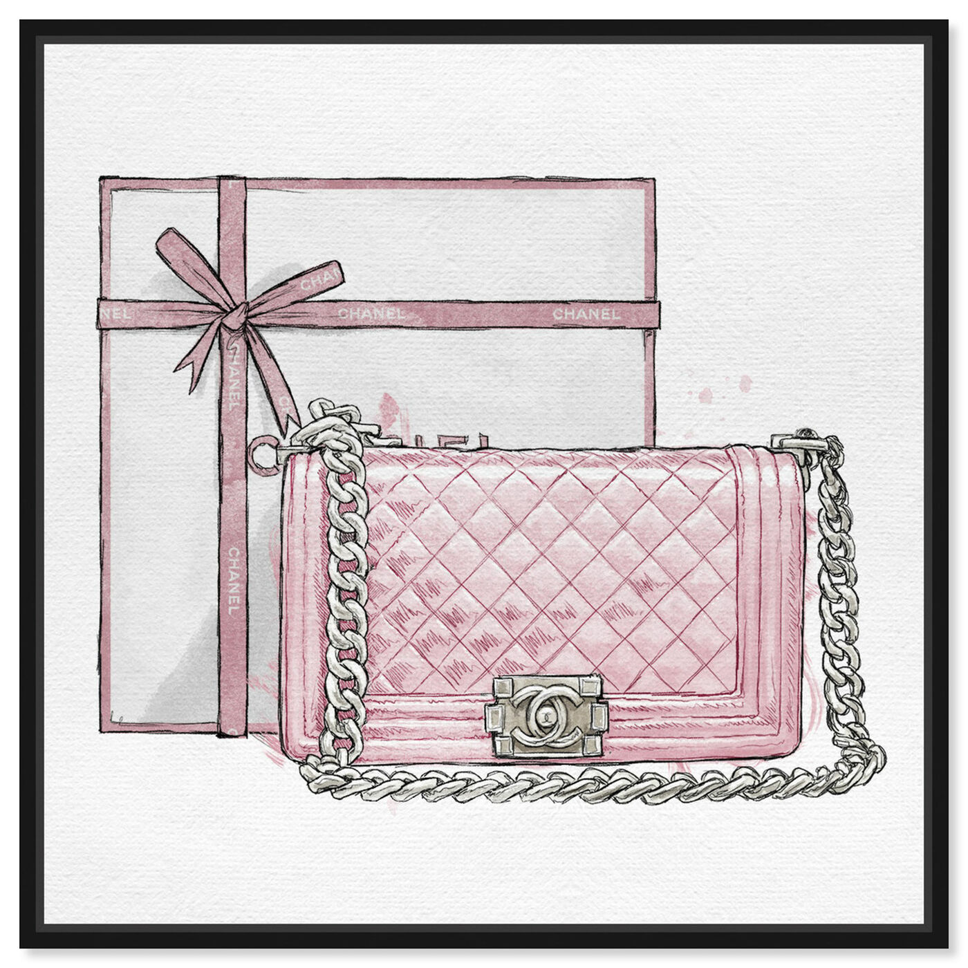 Front view of A Boys Bag Blush Shadow Box II featuring fashion and glam and handbags art.