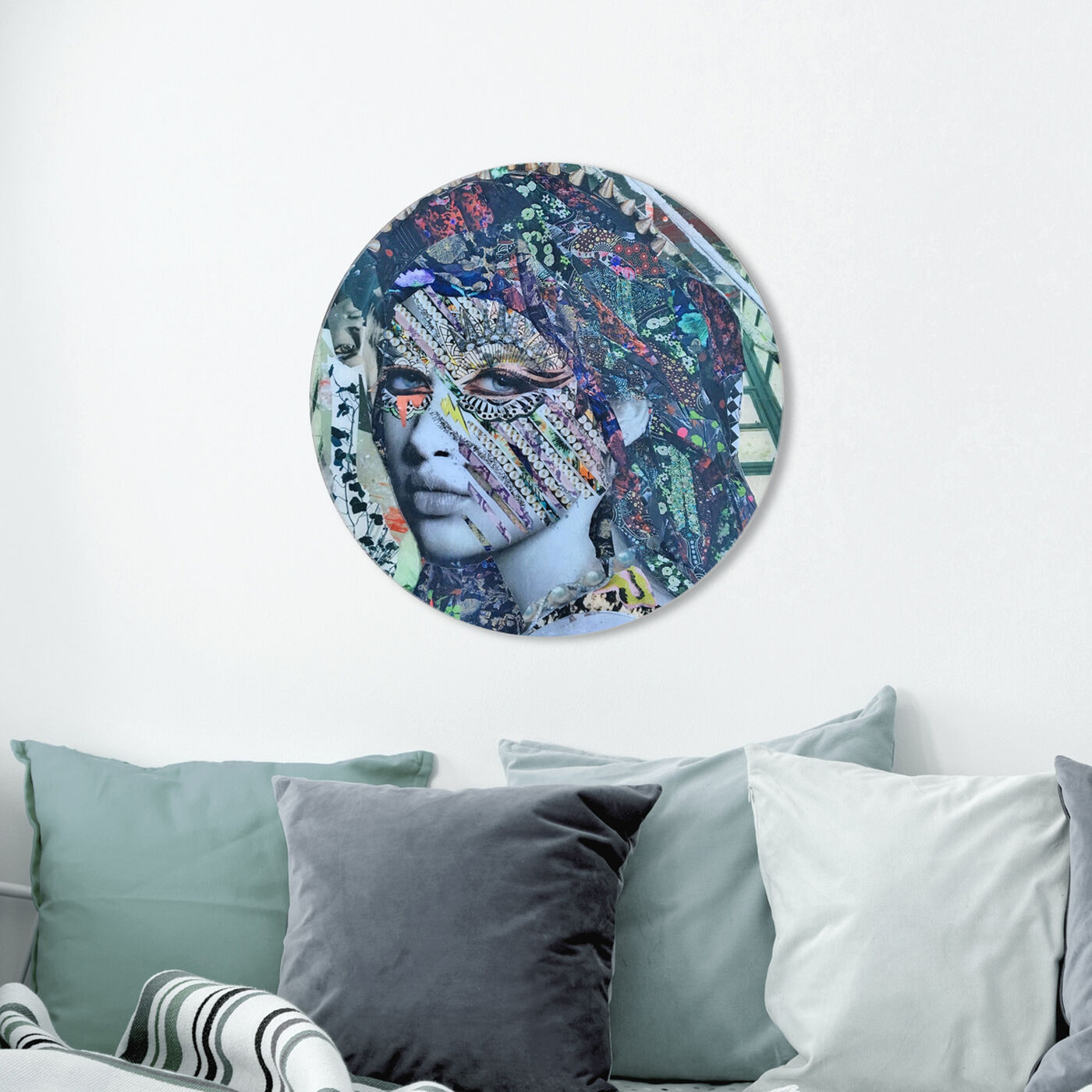 Hanging view of Katy Hirschfeld - Fay ROUND featuring fashion and glam and portraits art.