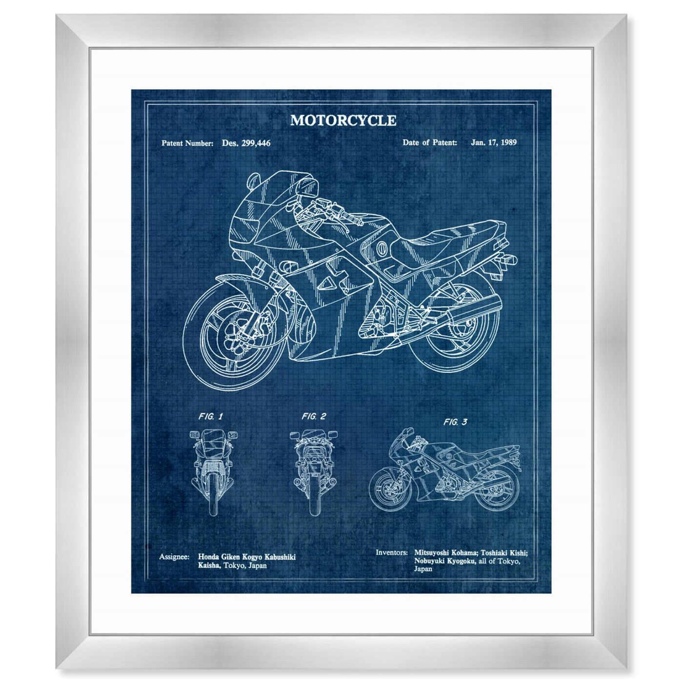 Front view of Motorcycle 1989 featuring transportation and motorcycles art.