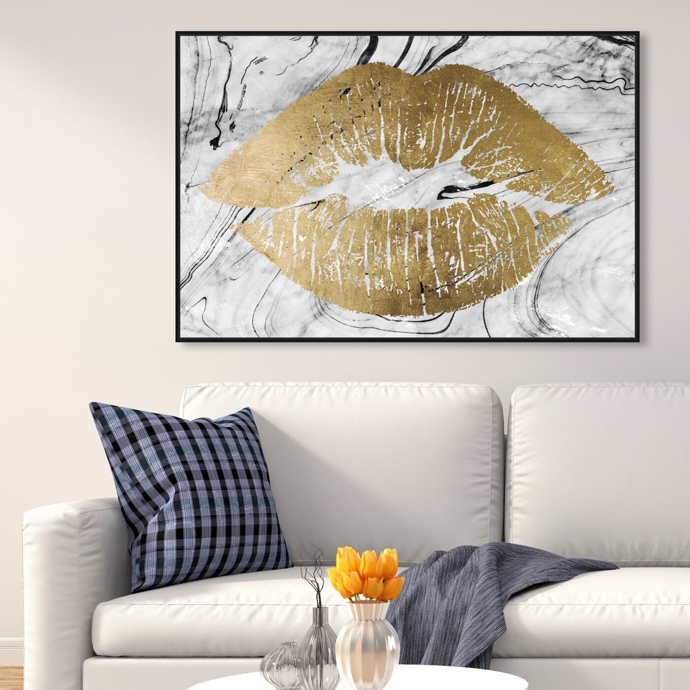 Hanging view of Solid Kiss Marble featuring fashion and glam and lips art.