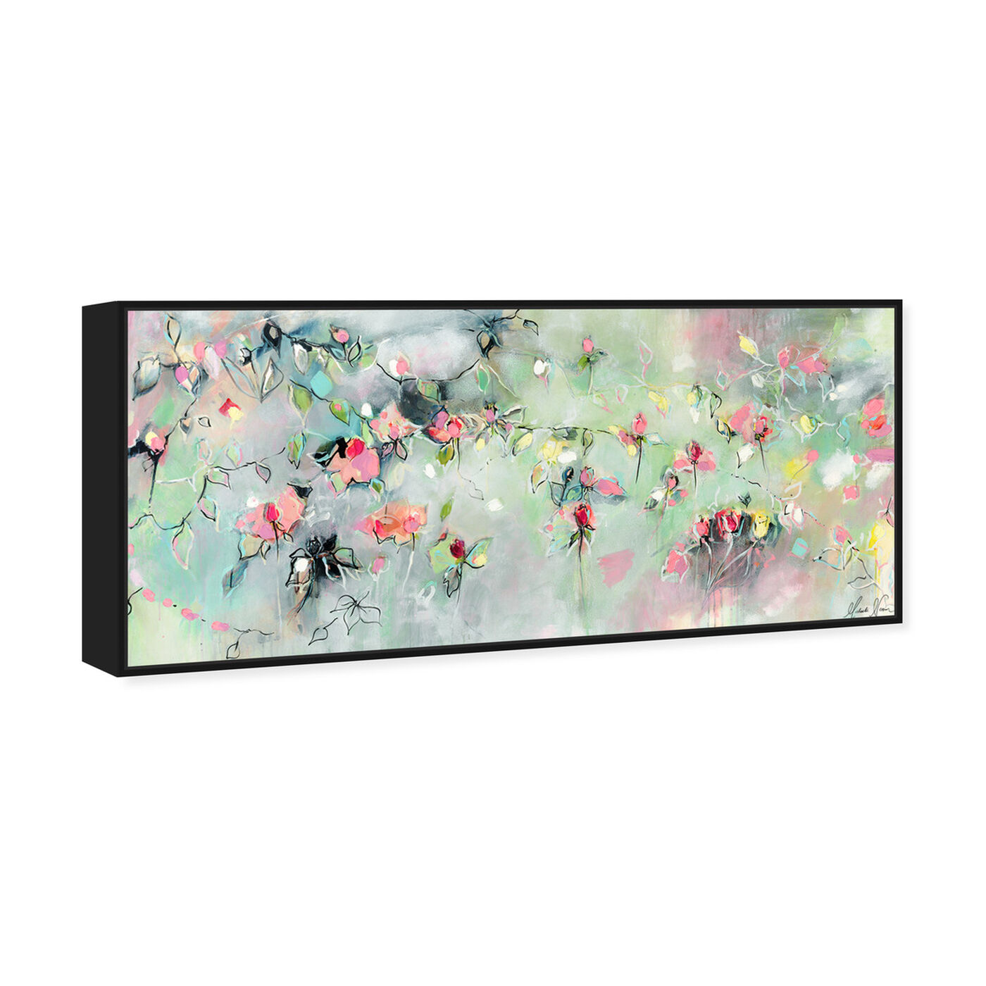 Angled view of Appear and Disappear by Michaela Nessim featuring abstract and flowers art.