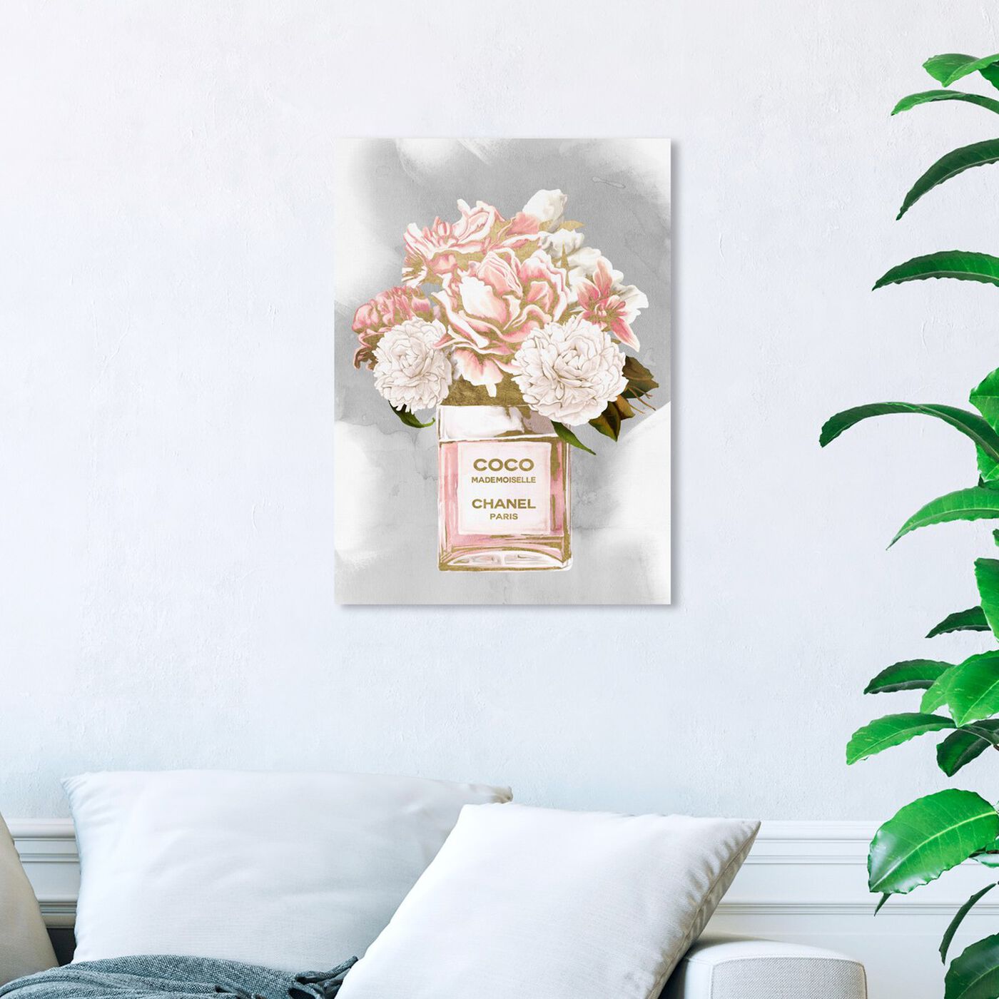 Hanging view of Floral Perfume Peonies Tall featuring fashion and glam and perfumes art.