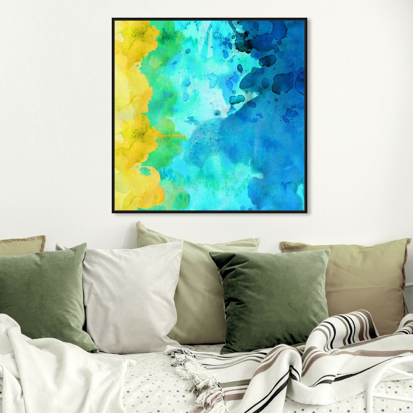 Hanging view of Thousand Words II featuring abstract and watercolor art.