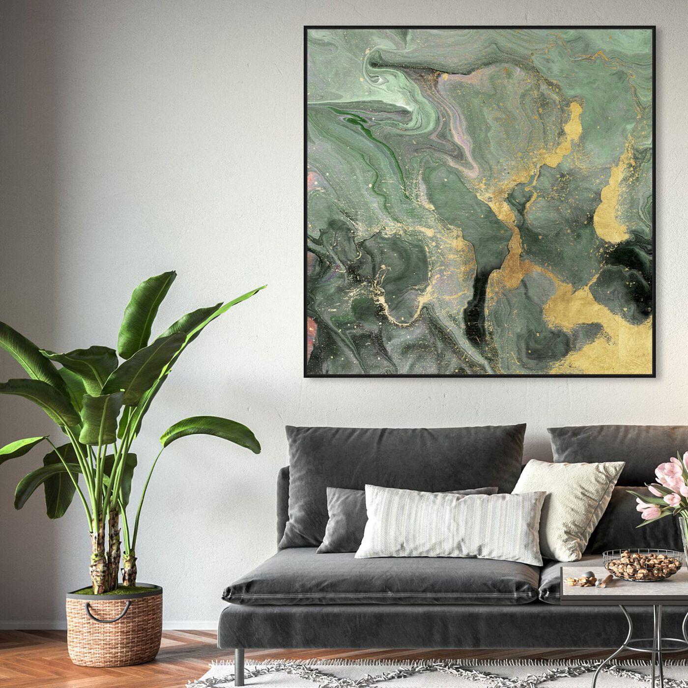Hanging view of Jade Cosmos featuring abstract and crystals art.