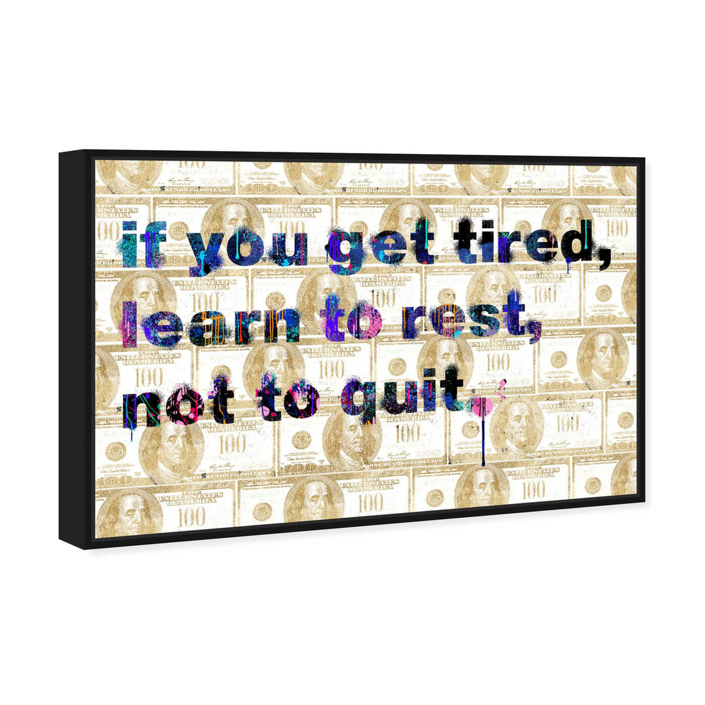 Angled view of Learn to Rest featuring typography and quotes and motivational quotes and sayings art.
