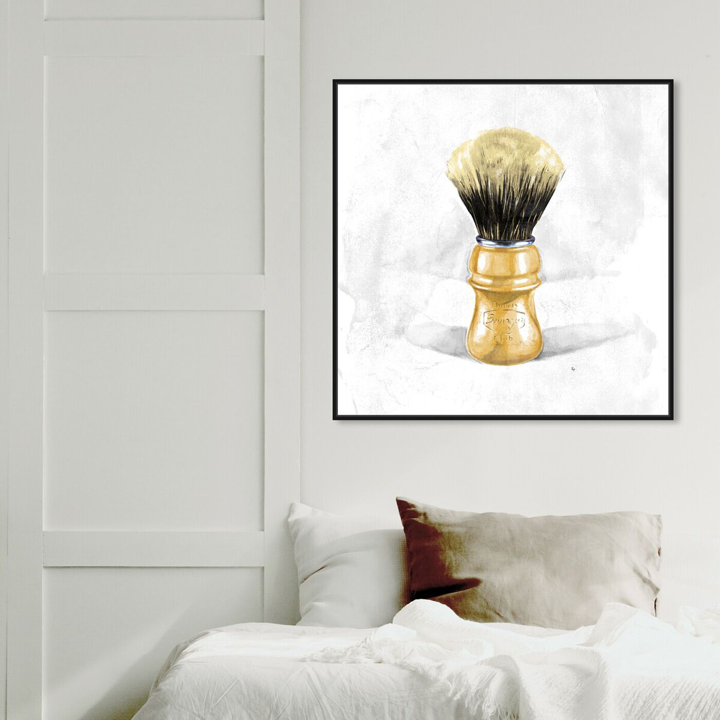 Hanging view of Shave Brush featuring bath and laundry and barber art.