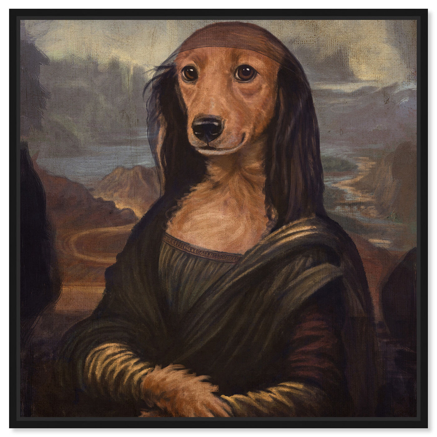 Front view of Mona Lisa Pet featuring animals and dogs and puppies art.