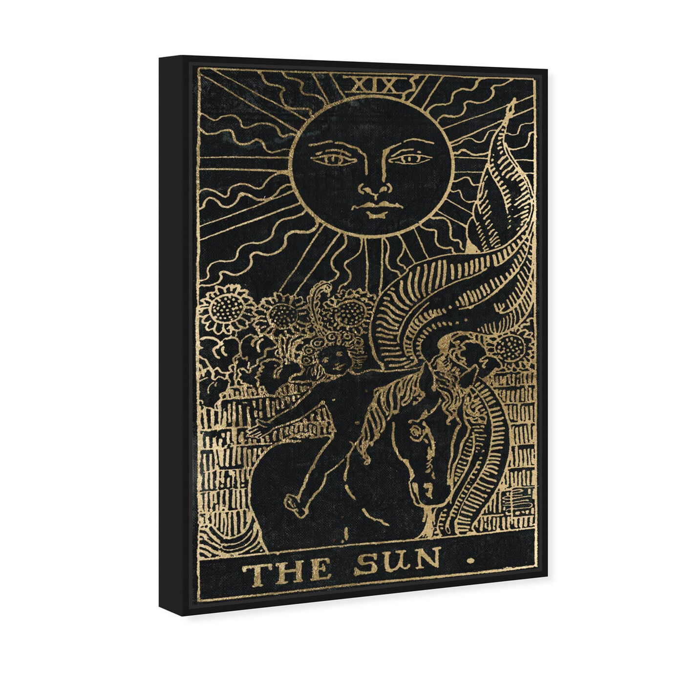Angled view of The Sun Tarot featuring spiritual and religious and astrology art.