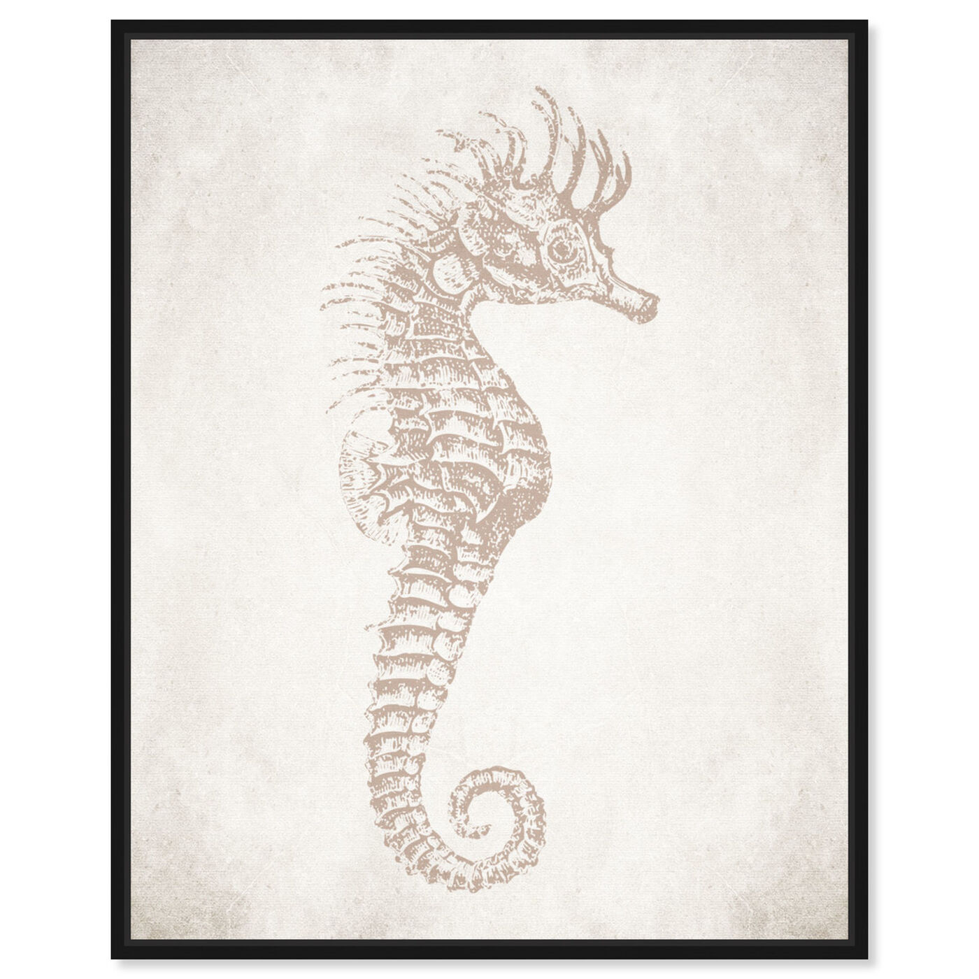 Front view of Seahorse Neutral featuring nautical and coastal and marine life art.