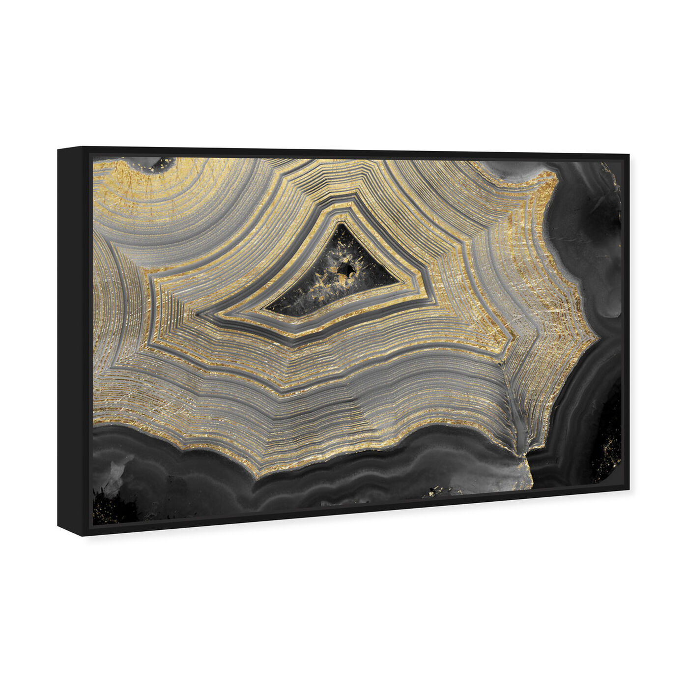 Angled view of Dubbio Geode featuring abstract and crystals art.
