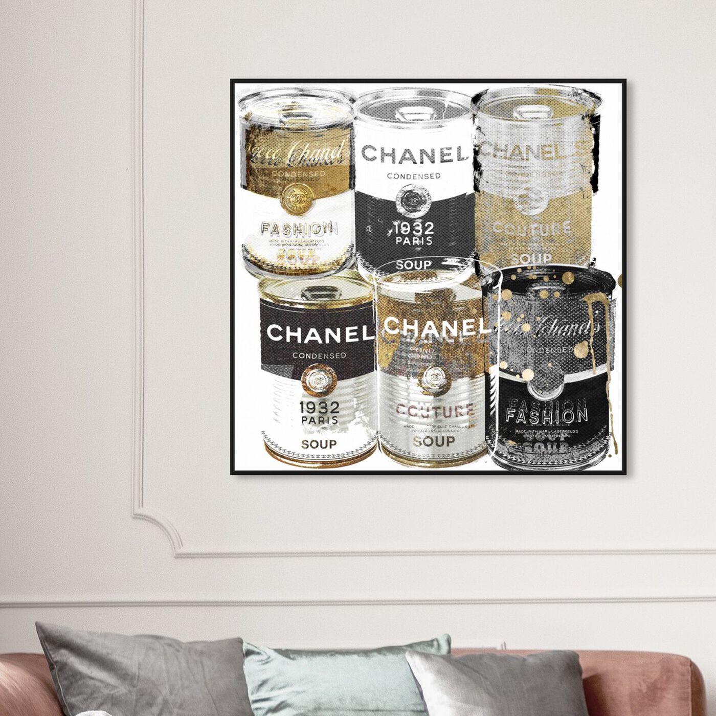 Hanging view of Fashion Soup Pantry featuring fashion and glam and soup can art.