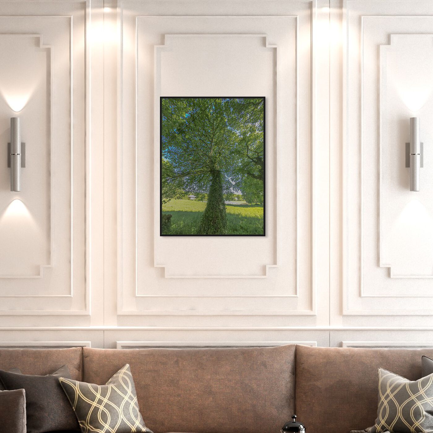 Hanging view of Curro Cardenal - One Great Green I featuring floral and botanical and trees art.