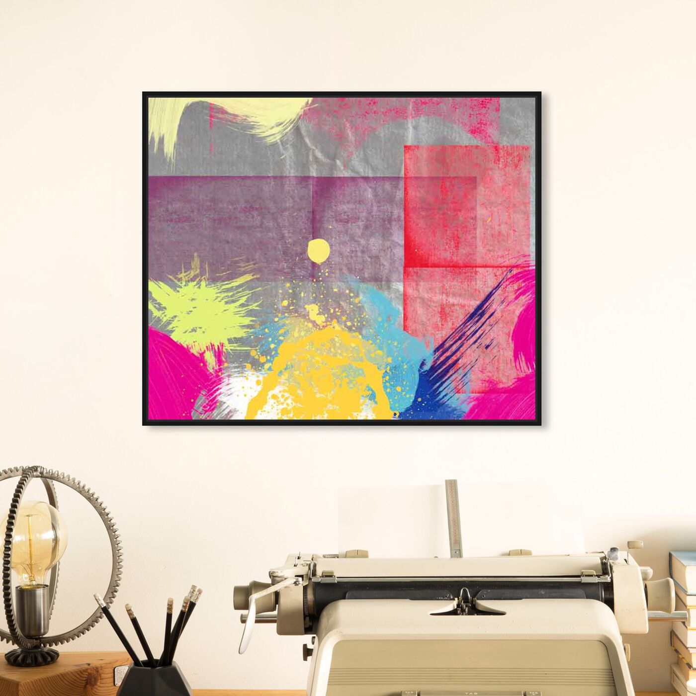 Hanging view of Sunset featuring abstract and paint art.
