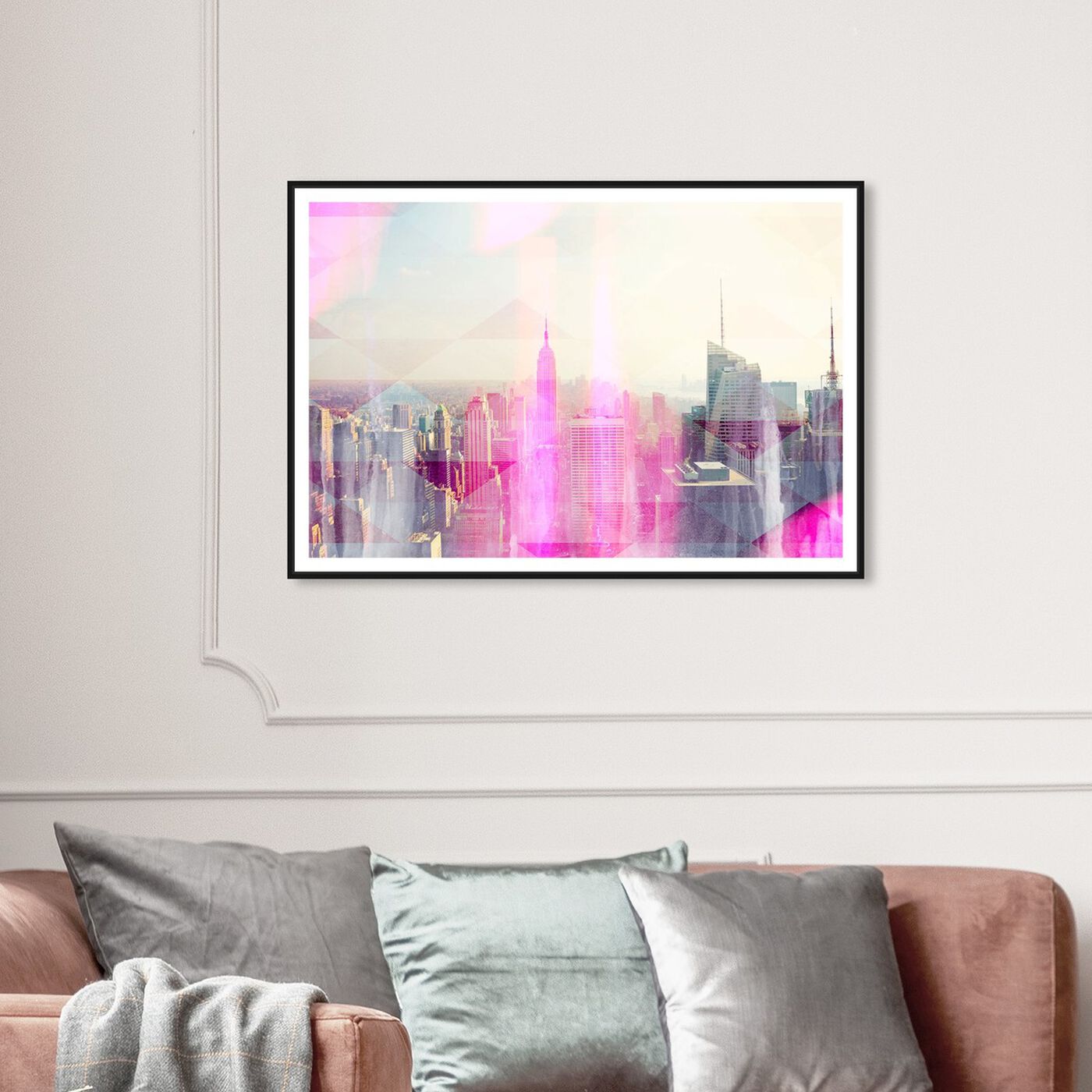 Hanging view of New Yorker II featuring cities and skylines and united states cities art.