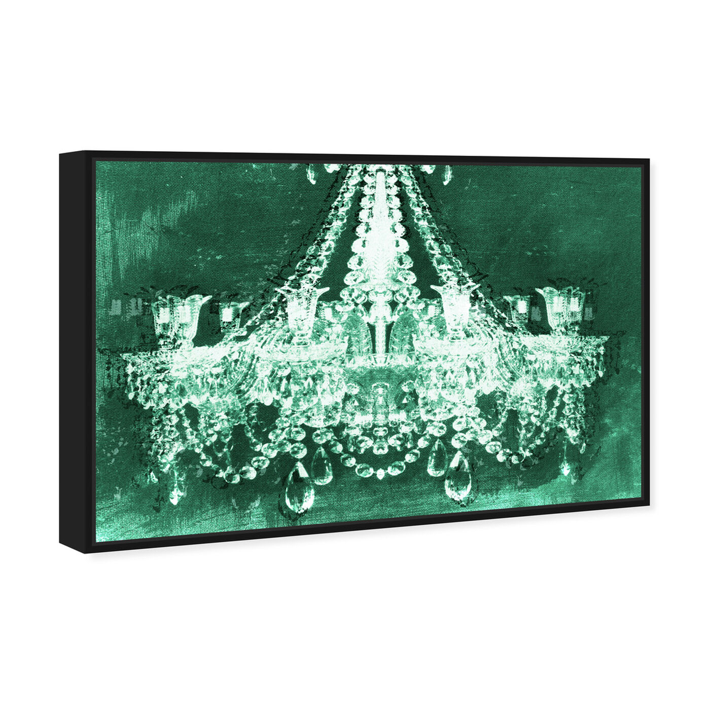 Angled view of Dramatic Entrance Green featuring fashion and glam and chandeliers art.